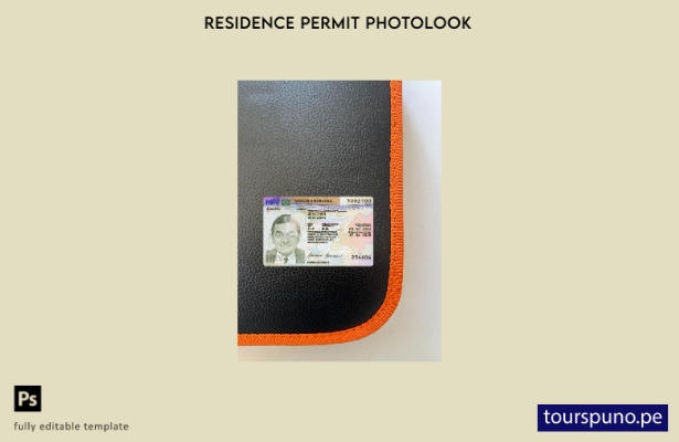 listo para imprimir plantilla frontal de aspecto fotográfico del permiso de resi